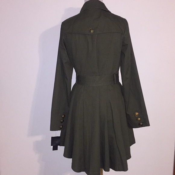 💕SOLD💕 Steve Madden Olive Fitted Trench Coat - Picture 3 of 4